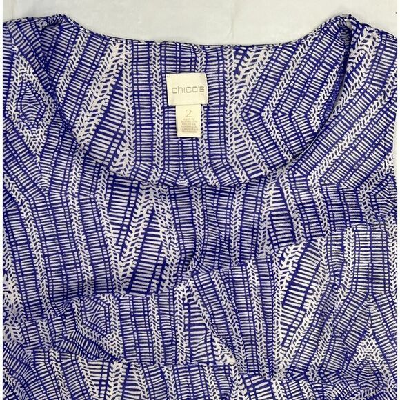 Chicos Purple Pullover Lined Top Size 2 (Medium) Preppy Aztec Career - Picture 4 of 9